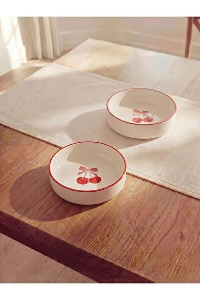LC Waikiki Kiraz Printed 2-Piece Ceramic Bowl - 13 cm