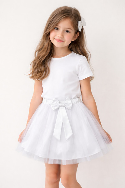 nacar çarşı Fusta Tutu Albă pentru Fete detaliu cu fundă tul Fusta 23 aprilie...