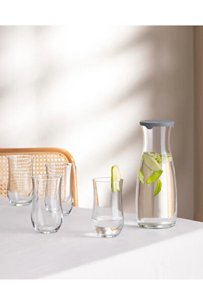 Madame Coco Diamanta 5 Parça Kapaklı Karaf Seti- Şeffaf