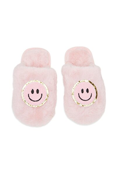 PETIT-ATELlER Women Pink Plush Faux Fur Closed Toe Indoor House Slippers with...
