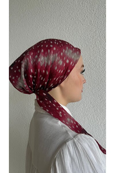 Anatolye Burgundy Deer Pattern Tulle Bent Scarf Bonnet - Non-Slip Anti-Sweat (Anti-Slip)