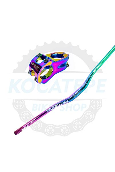 Asroya Wake Rainbow 780mm Alüminyum 31.8 Bisiklet Gidonu + Boğaz Seti Gidon W...