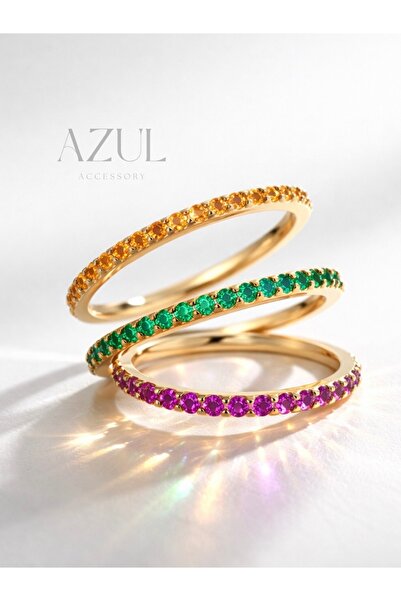 AZUL ACCESSORY Minimalist Zarif Taşlı Ayarlanabilir Tamtur Yüzük Turuncu