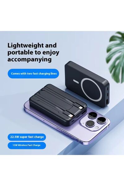 MeK Fine Power Bank 20000mAh,Wireless,Cabluri Incorporate Type-C si Lightning...