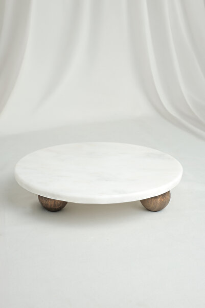 MERALP Olmo Natural Marble Wooden Leg Presentation Stand 25 cm