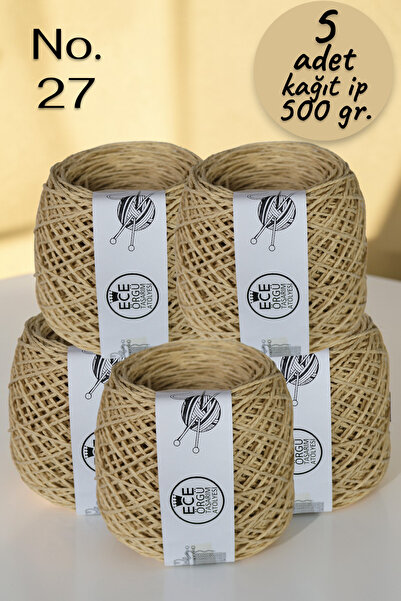 Ece Örgü Tasarım Atölyesi Açık kese kağıdı rengi (No. 27), 1.5 mm bükümlü kağ...