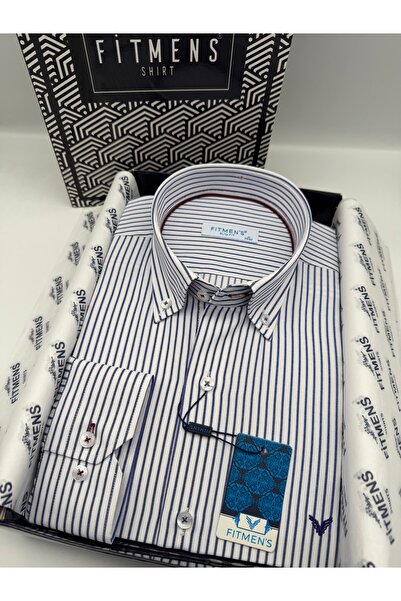 Fitmens Slim Fit Long Sleeve Premium Striped Collar Buttoned Gift Boxed Men's...