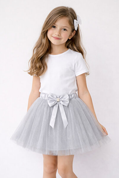 nacar çarşı Fusta tutu gri pentru fete detaliu cu fundă tul Fusta 23 aprilie ...