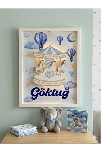 ENCİVA İsme Özel Işıklı Bebek Odası Tablosu Hastane karşılaşması yenidoğan he...