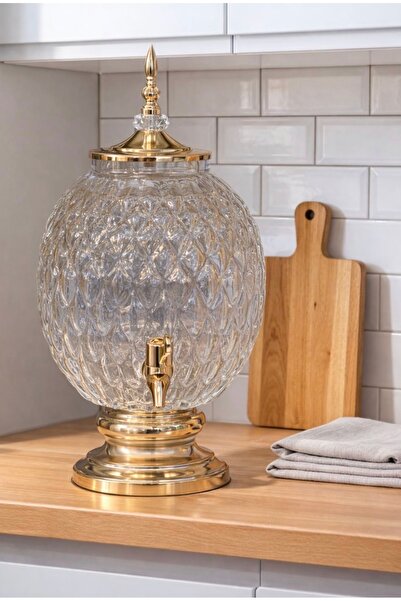 sahane & bazaar 4 LT Musluklu Cam Sebil Şerbetlik Meşrubatlık İkramlık Sürahi