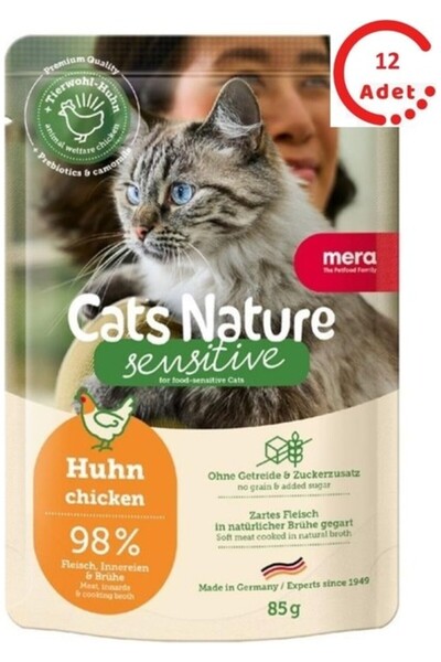 Mera Cats Nature Tavuklu Yetişkin Kedi Yaş Maması 85 gr x 12 Adet