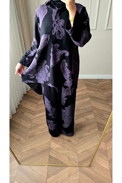 Sevitli Linen Shawl Pattern Trouser Suit