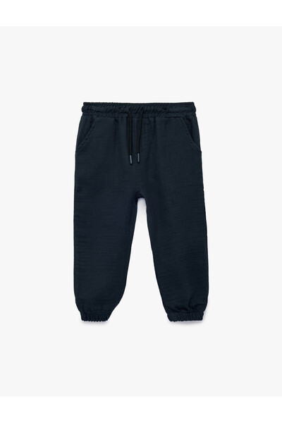 Koton Cotton Lace-Up Waist Muslin Fabric Basic Jogger Pants