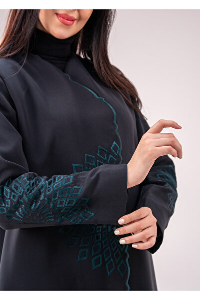 QUEEN Lausanne blazer with embroidery - dark turquoise