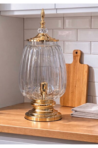 sahane & bazaar 4 LT Musluklu Şeffaf Cam Sebil Şerbetlik Meşrubatlık İkramlık...