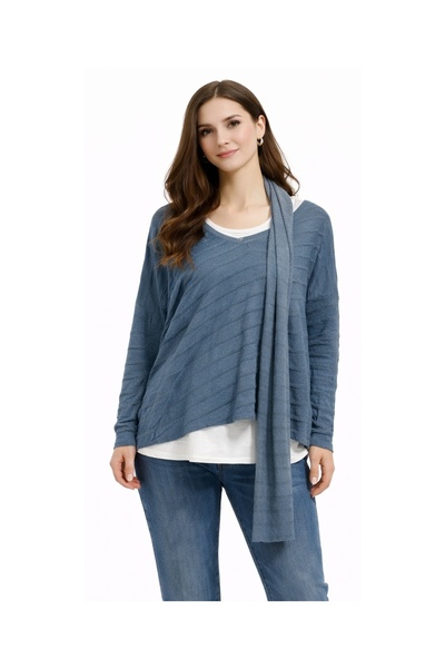 Marjinal Ženski uvozni trostruki pleteni šal, potkošulja i bluza set