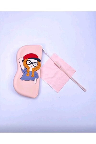 MyBalliStore Gözlüklü Kadın Figürlü Pembe Asılabilir Silikon Gözlük Çantası