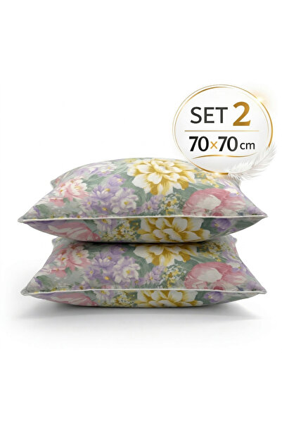 Boema Home Deco Set of 2 Goose Down and Feather Pillows 70x70 cm, Medium Firm...