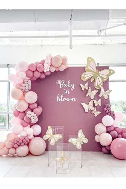Parti Düşleri Pink Blush - Rose Wood - Makaron Pembe Balon Zincir Seti