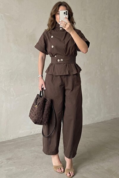 Suziş Stand-Up Collar Blouse and Pants Set 51310