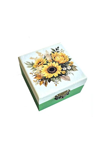 CrisArtDeco Decorative square wooden box with sunflower - 103848