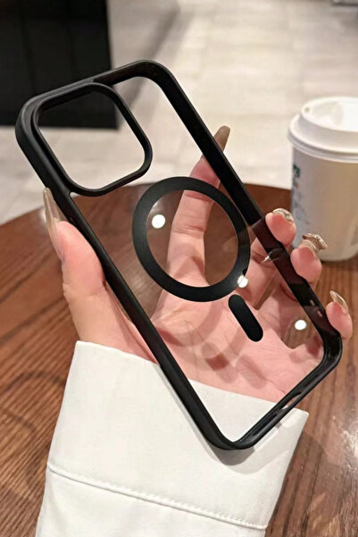 KVK PRİVACY iPhone 14 Pro Max Uyumlu Siyah Şeffaf Telefon Kılıfı Darbe Emici ...