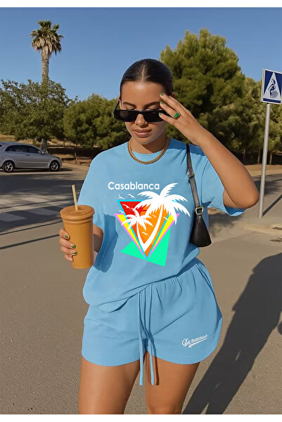 SUNFREE Casablanca Printed Oversized Crew Neck Short Sleeve Summer Unisex Com...