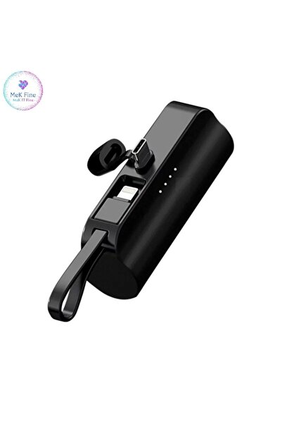 MeK Fine - Mini Power Bank 10000mAh,Conector USB-C si Cablu Lightning,Stand P...