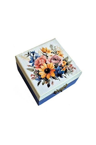 CrisArtDeco Square Wooden Box with Flowers – 103836
