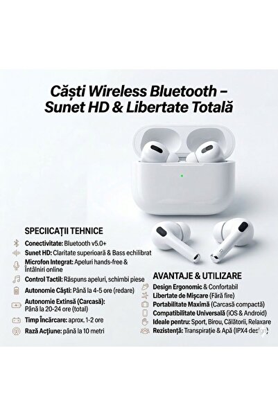 OEM Wireless Bluetooth V5.3 Headphones, HD Sound, Touch Control, Mic, 24h Bat...