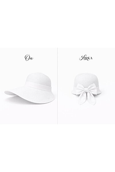 kuru Straw Hat with Wide Front Brim and Short Ribbon Detail on the Back |   T...