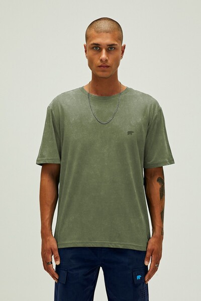 Bad Bear Garment Basic T-Shirt Thyme Men's Crew Neck Khaki T-Shirt