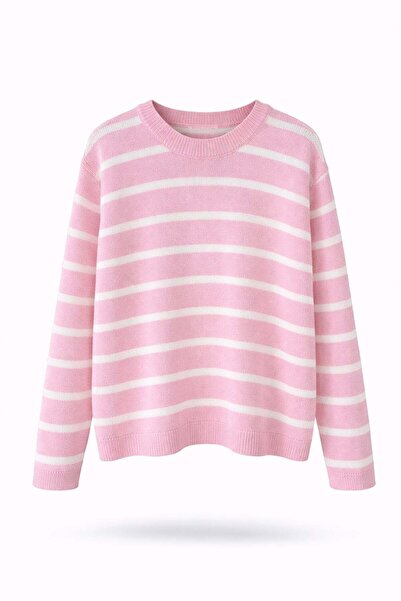 5in1Canpolat Pink Striped Mercerized Knitwear 261032