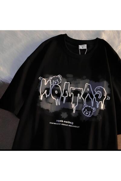 Gofeel Ophella Y2K Cation Bear Detail Unisex Oversized Mold T-Shirt