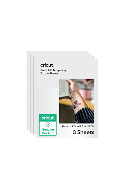 Cricut 2012791 YAZDIRILABİLİR GEÇİCİ DÖVME KAĞIDI TRANSPARAN A4 3 SAYFA