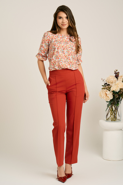 DyFashion DY Fashion office pants made of red fabric with stripes