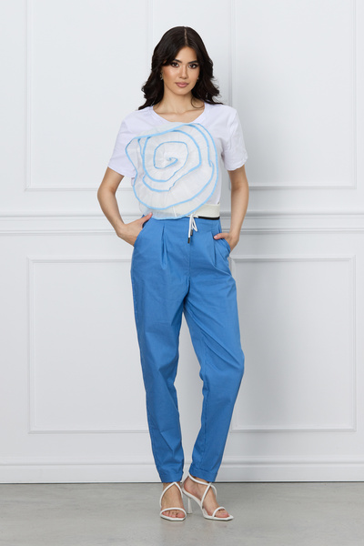 DyFashion Melisa blue pants with Striped