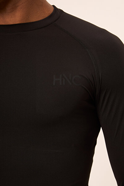 HNC Sport Dragon Erkek Uzun Kol Tek Kol Dijital Baskılı Compression Fitness Gym Spor Body Tshirt