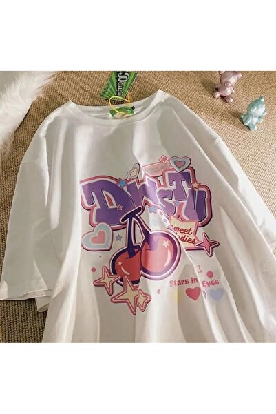 Gofeel Y2k Cherry Detail Unisex Oversize Fit T-Shirt
