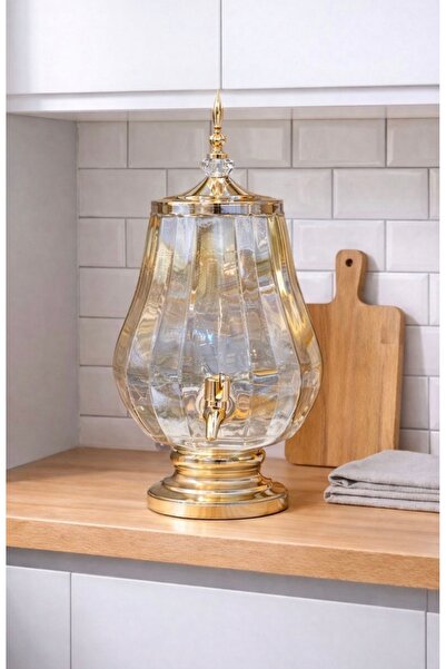 sahane & bazaar 4 LT Musluklu Bal Renk Cam Sebil Şerbetlik Meşrubatlık İkraml...