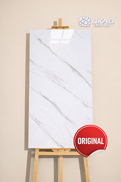 Empressco Beyaz Mermer Desenli PVC Panel 30x60cm, Banyo, Mutfak, WC Dekorasyon