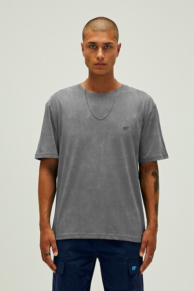 Bad Bear Garment Basic T-Shirt Asphalt Men's Crew Neck Gray T-Shirt