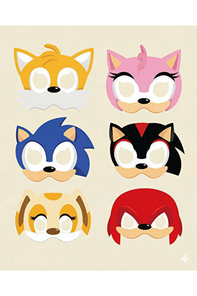 abjad Sonic Boom Kağıt Maske 6 Adet