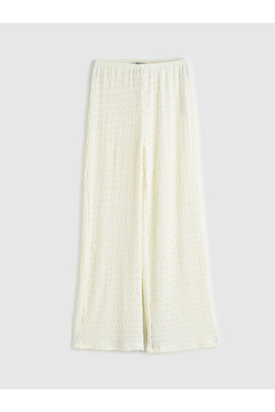 LC Waikiki Peak New Season Elastic Waist Textured Women's Trousers