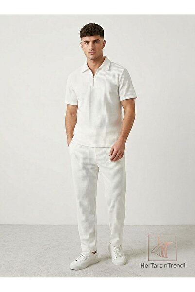 HerTarzınTrendi Ottoman Half Zipper Polo Collar T-Shirt and Baggy Sweatpants ...