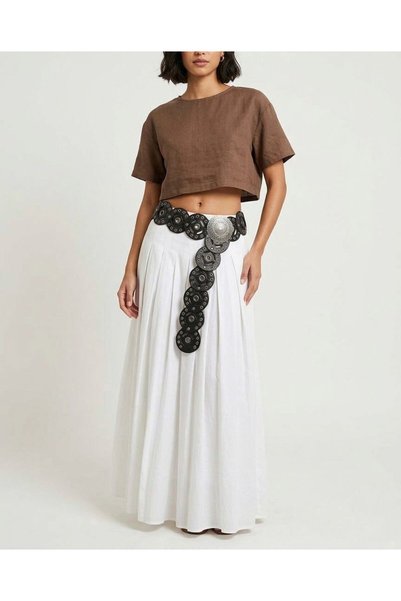Lilivo Bags Stapled Vintage Round Faux Leather Belt