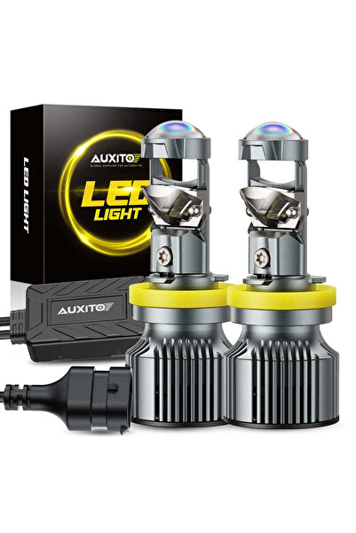 NO BRAND Becuri LED auto H7 cu lentilă de proiector de 30.000 lm – Set faruri...