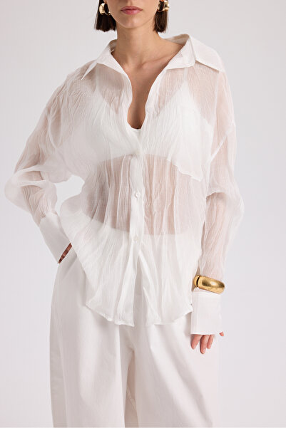 MAI STUDIOS CO. Darya Wrinkled Detail Ecru Shirt