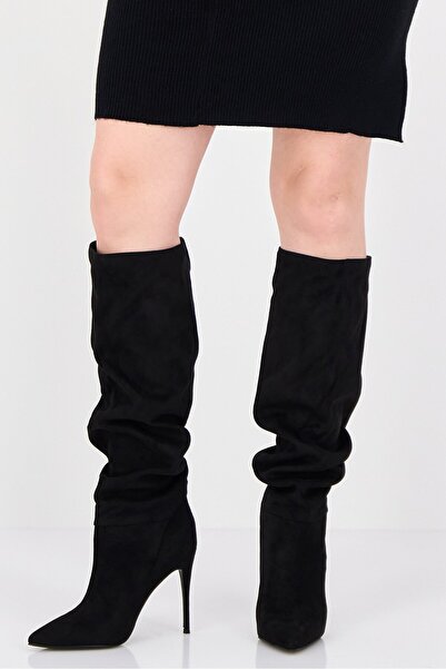 Steve Madden حذاء نسائي طويل للركبة بكعب ستيليتو من داريان، أسود