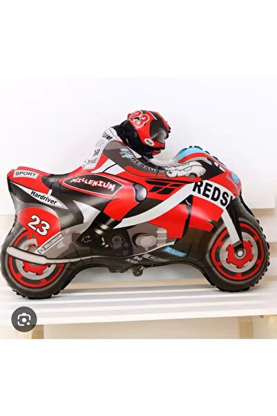 Partifabrik Motorcycle Themed Red Foil Balloon 69-53 cm